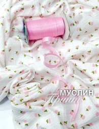 Муслин Принт Розовые цветочки