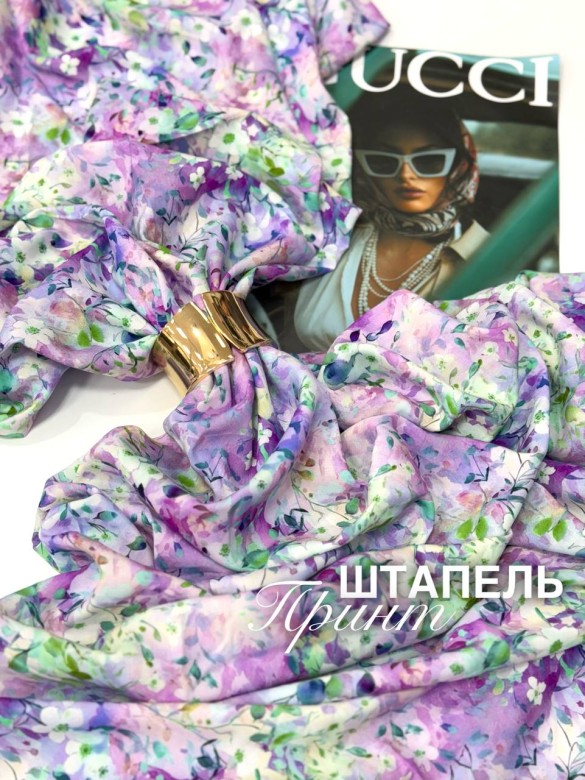 Штапель Принт Сиреневый Штапель Принт Сиреневый