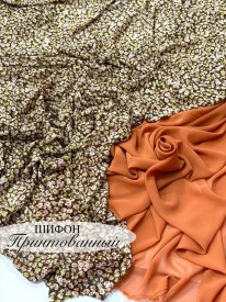 Шифон принт Коричневые цветы