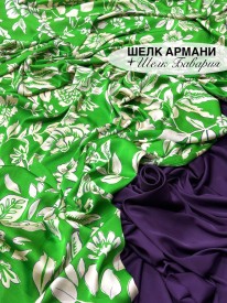 Шелк Бавария Зеленые цветы