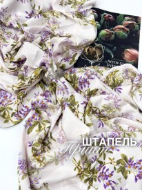 Штапель Принт Розовые веточки