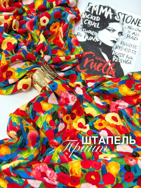 Штапель Принт Красный