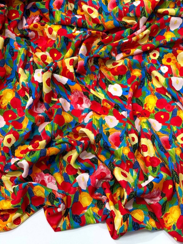 Штапель Принт Красный