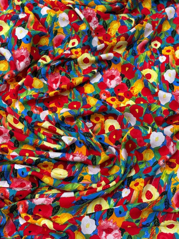 Штапель Принт Красный