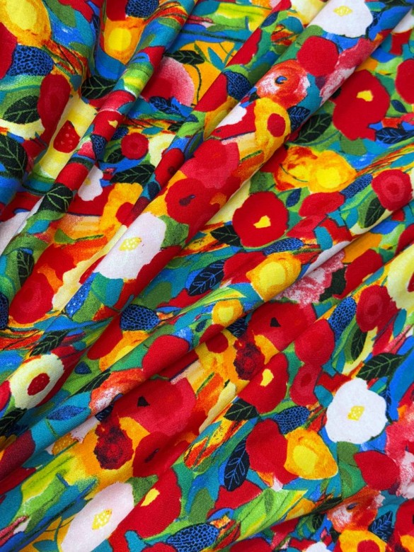 Штапель Принт Красный