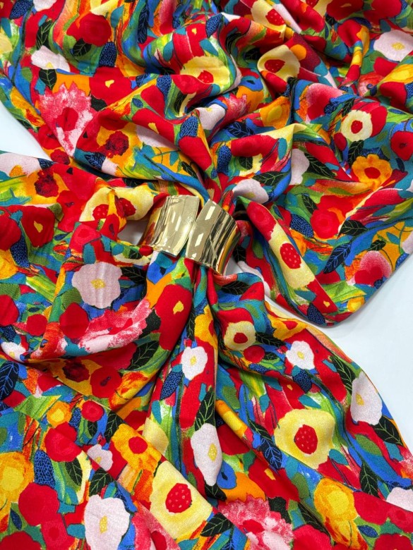 Штапель Принт Красный