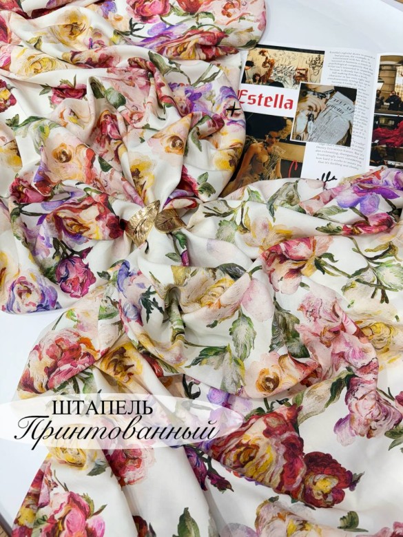 Штапель Принт Розы Штапель Принт Розы